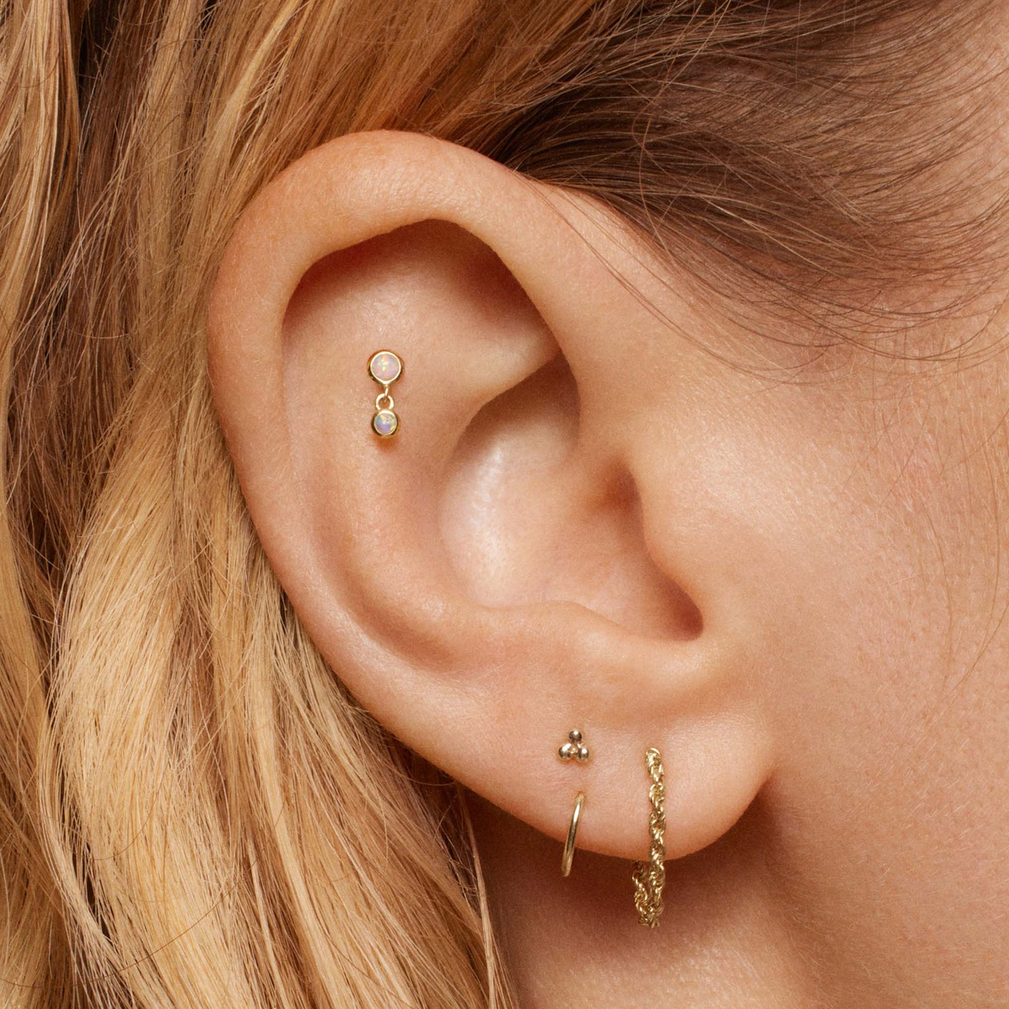 14k Ball Trinity Flat Back Stud - Image 5