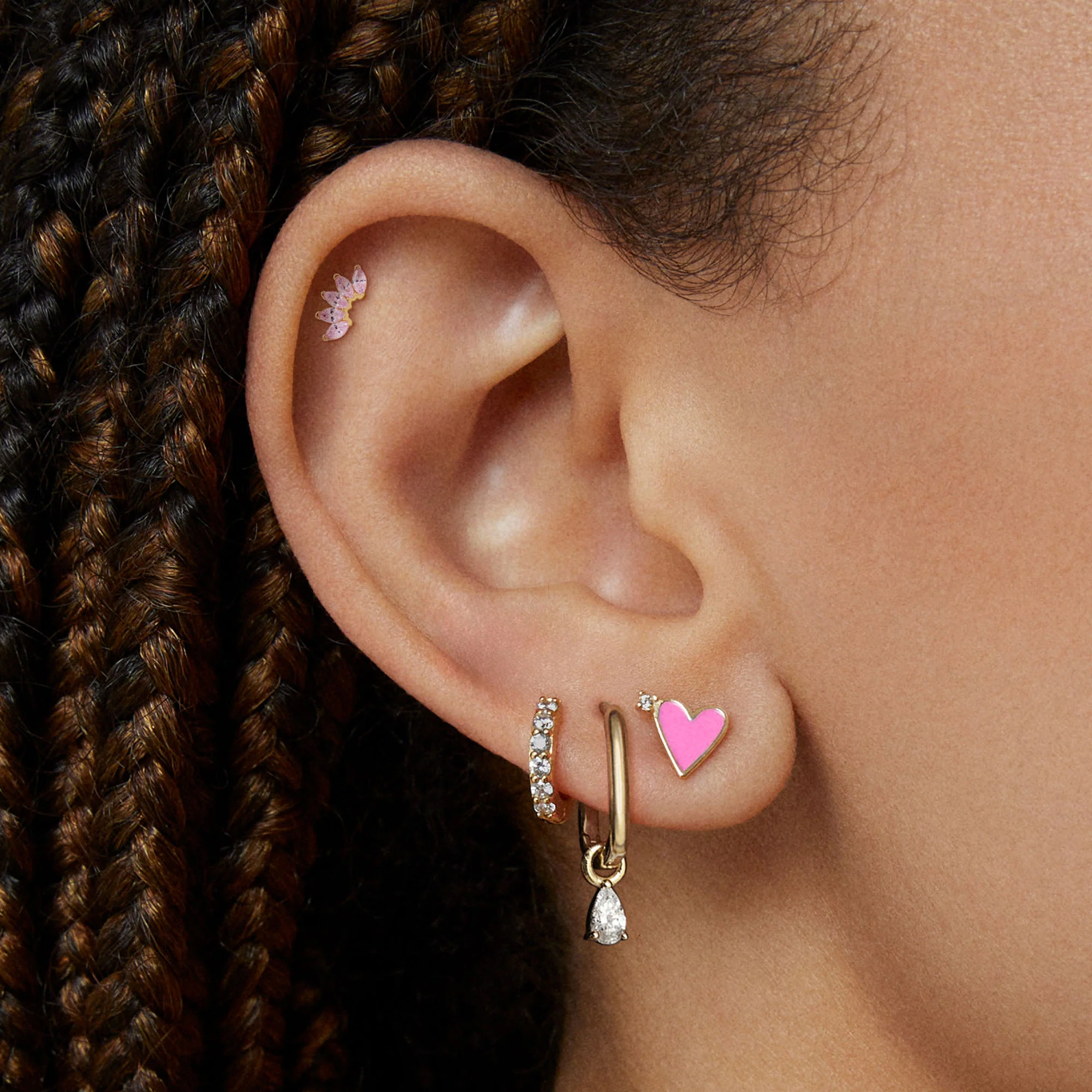 14k Arch Marquis Flat Back Stud - Image 3