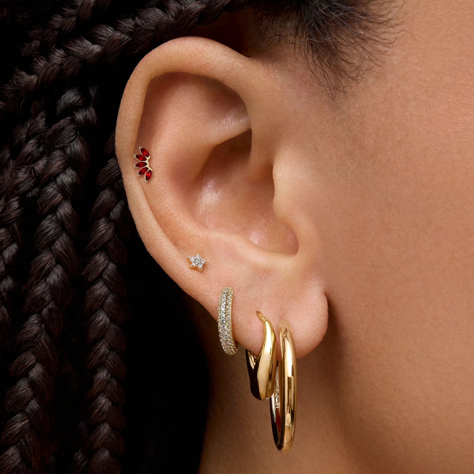 14k Arch Marquis Flat Back Stud - Image 4