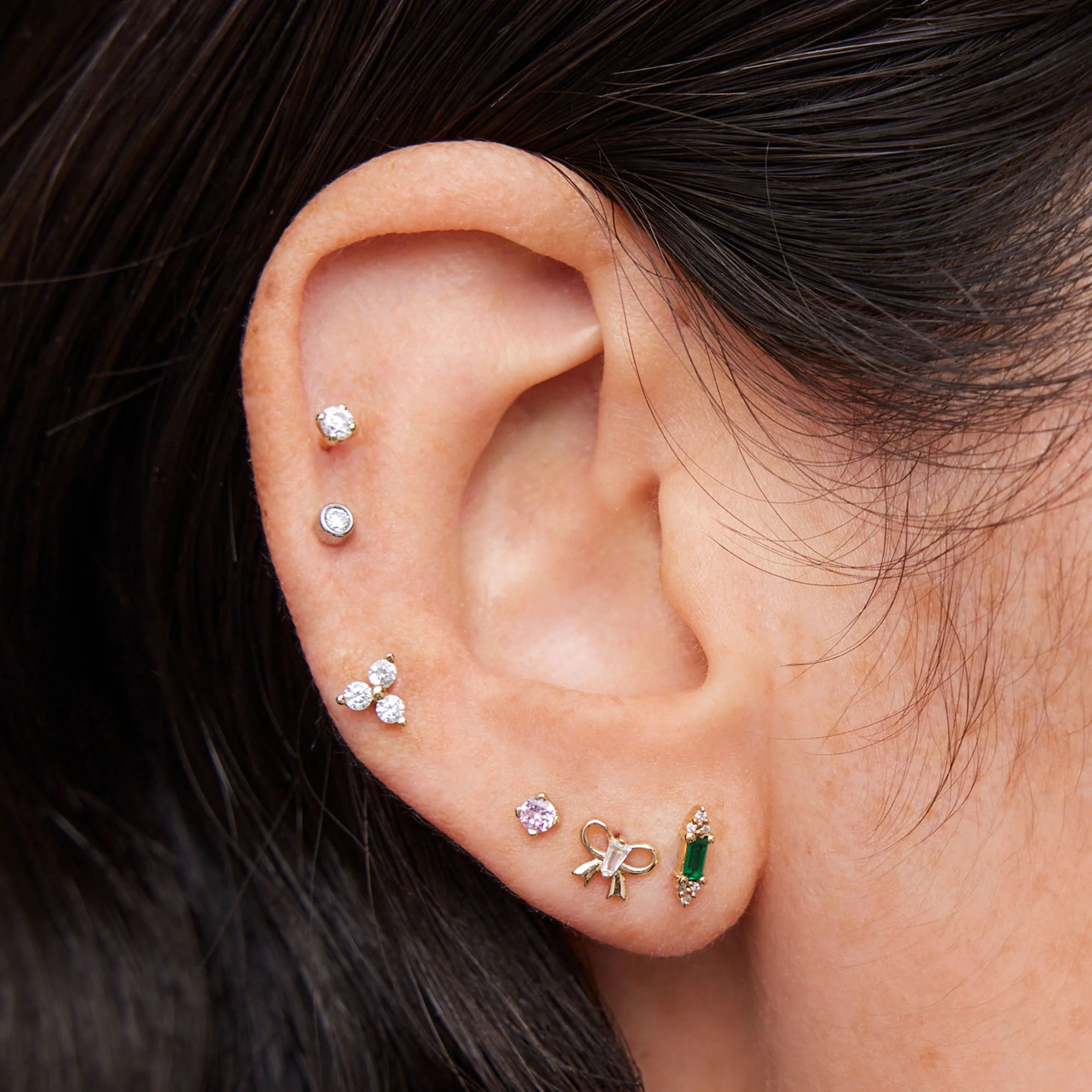 14k Crystal CZ Flat Back Stud - 2.5mm - Image 3