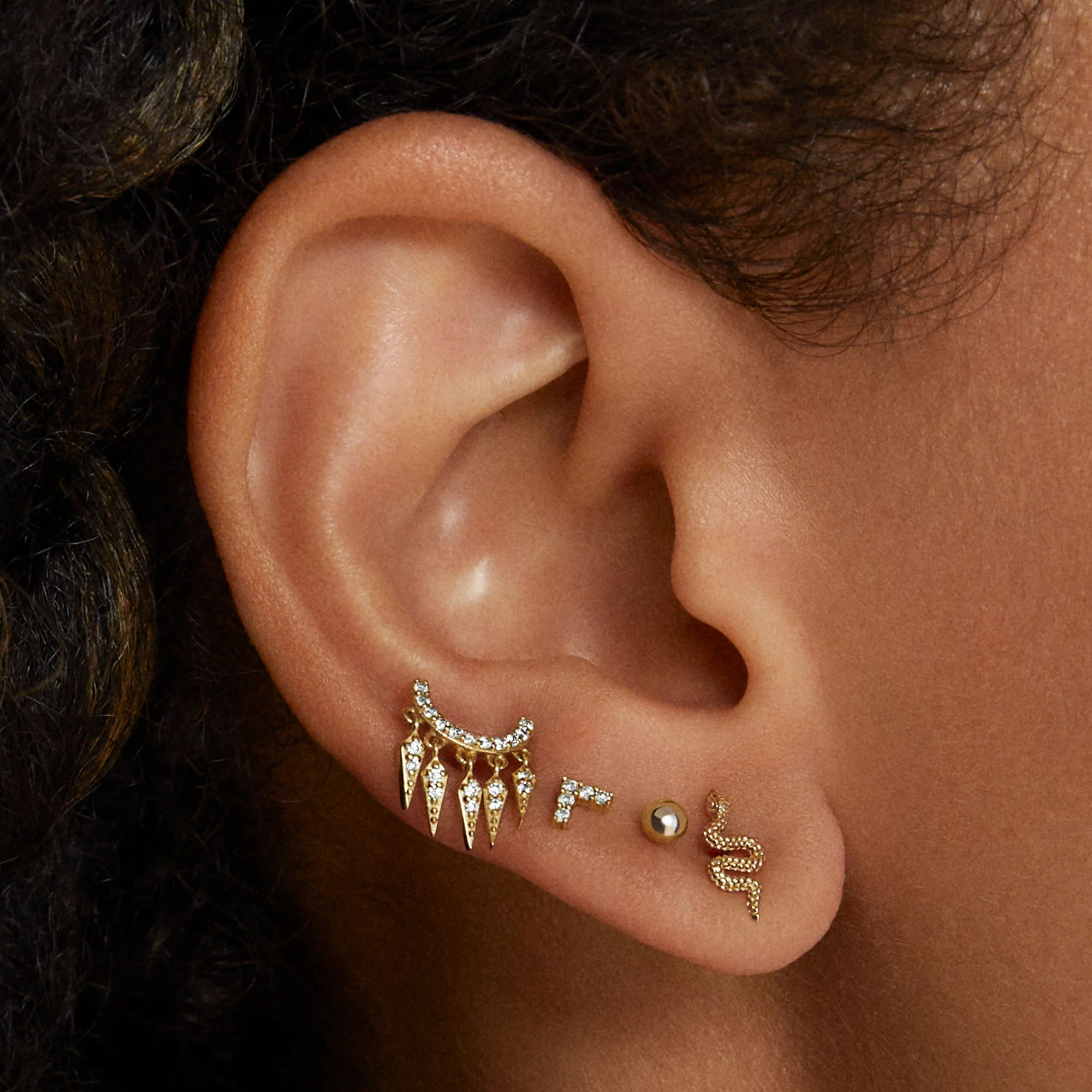 14k Diamond Chevron Flat Back Stud - Image 3