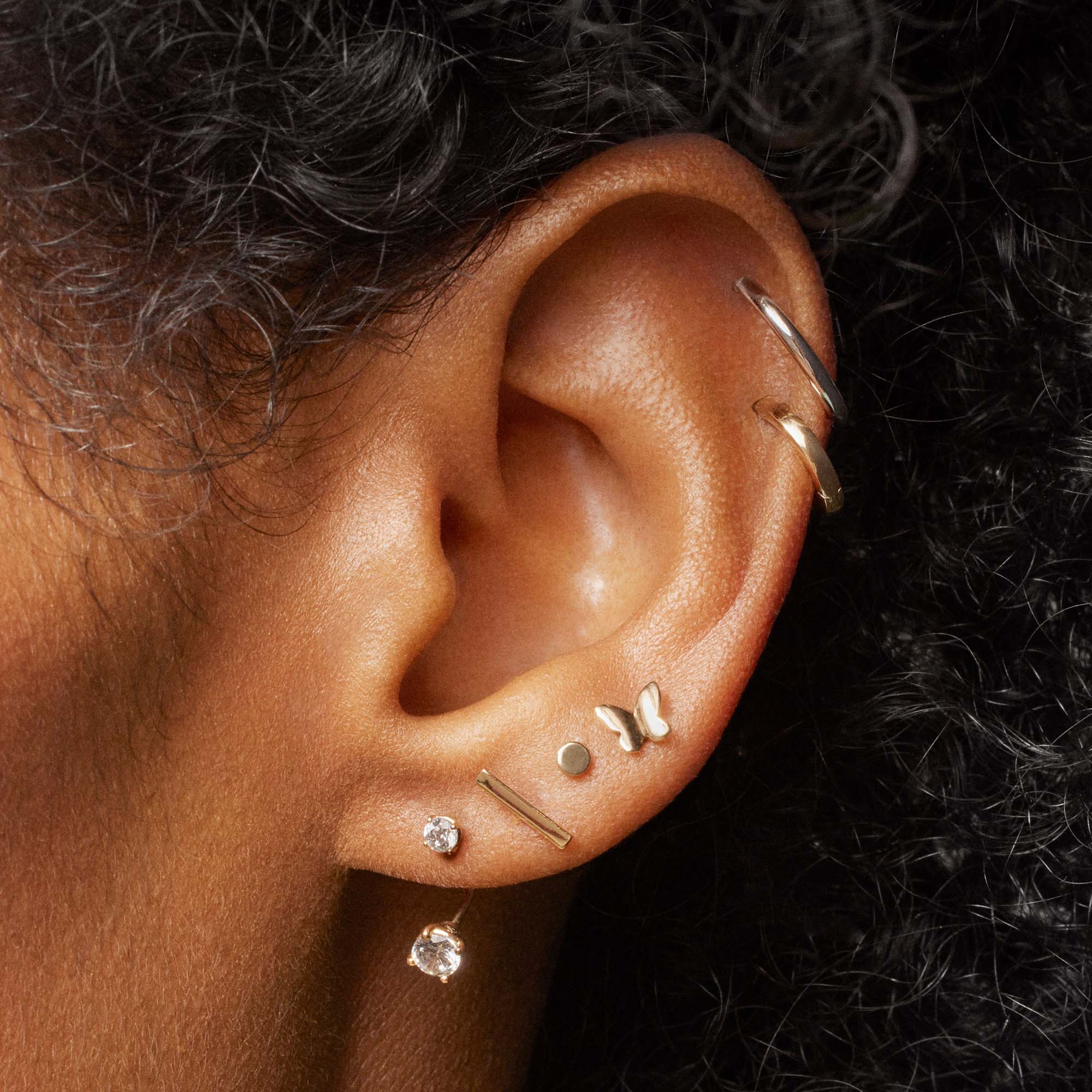 14k Flat Back Bar Stud - Image 5