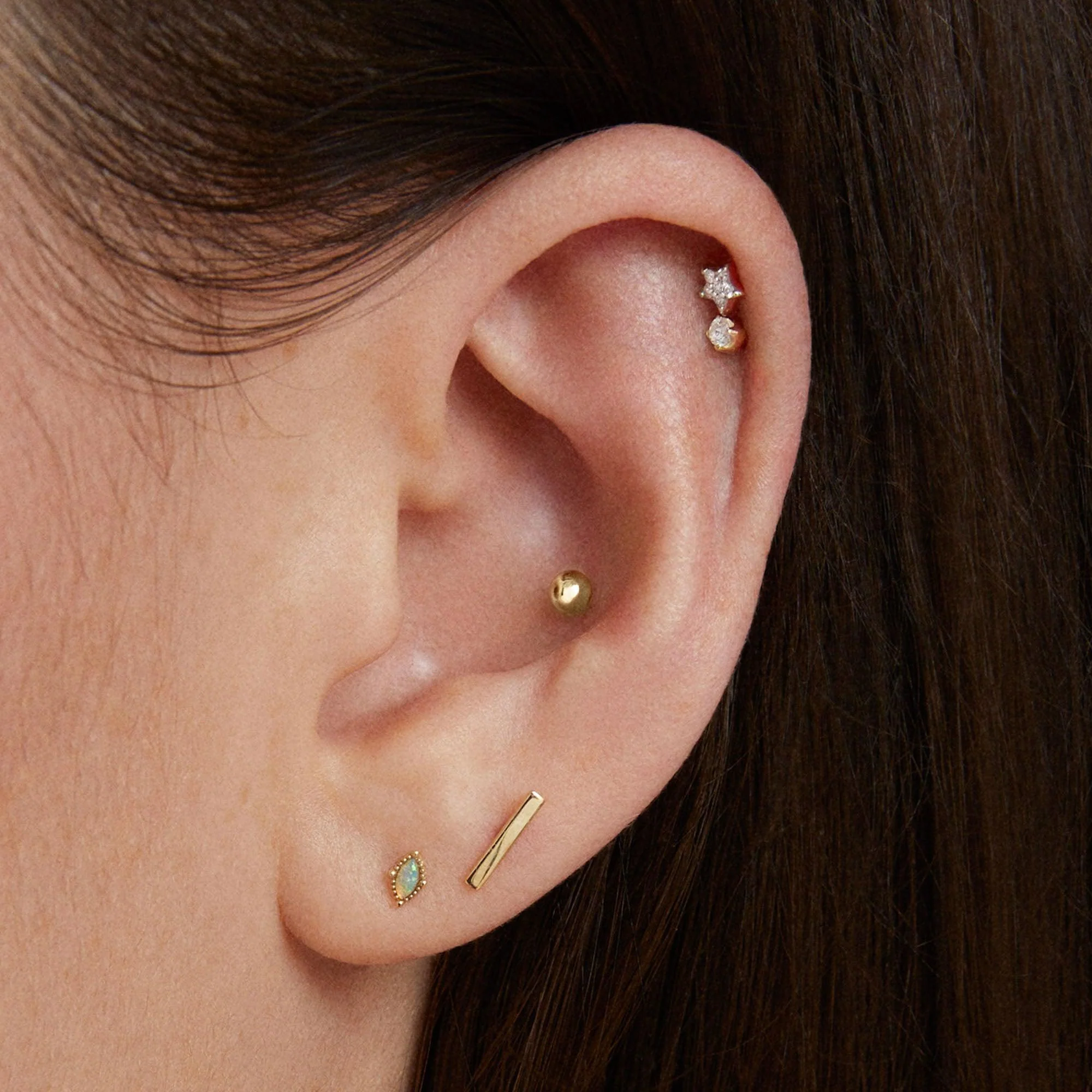 14k Flat Back Bar Stud - Image 9