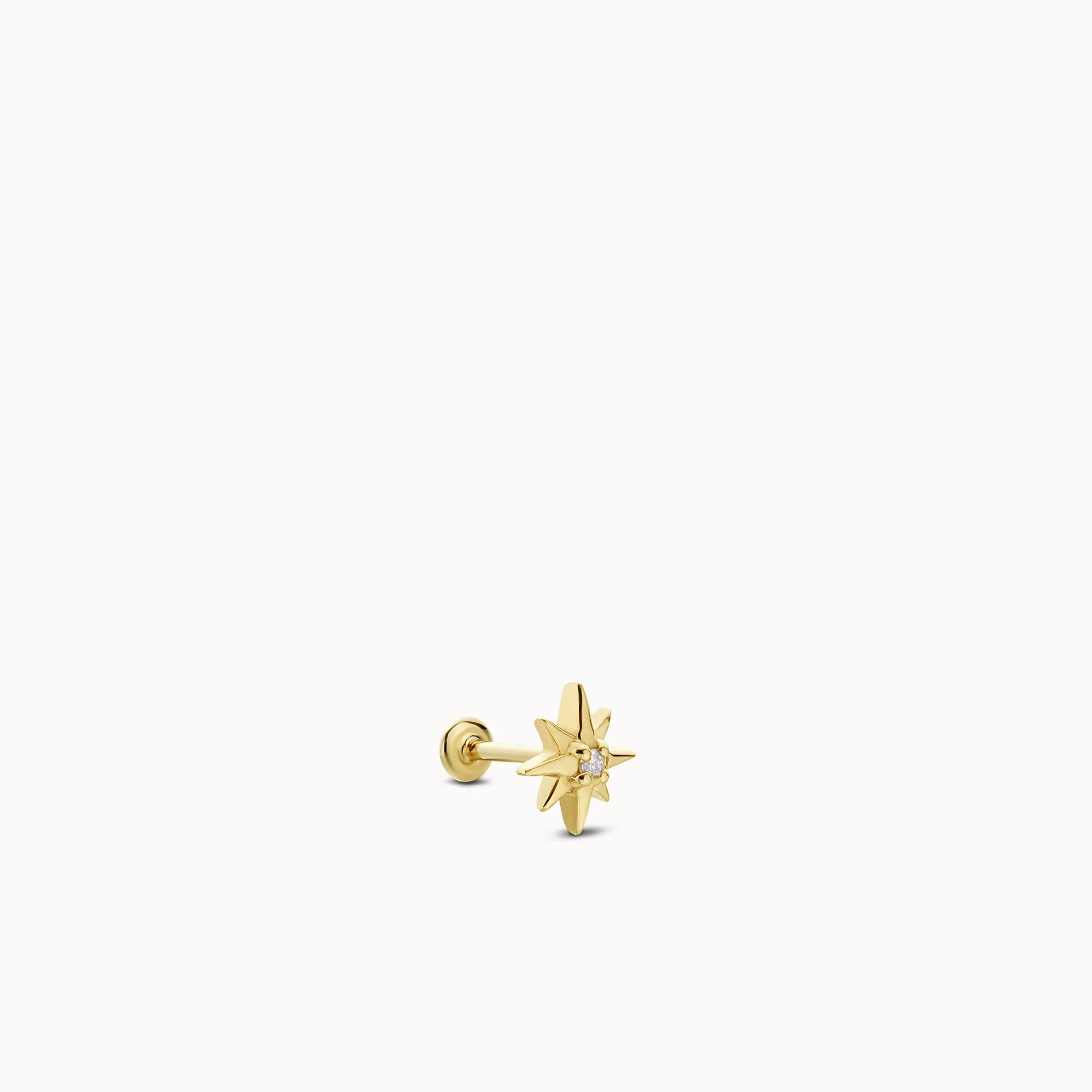 14k Flat Back Starburst Diamond Stud - Image 7
