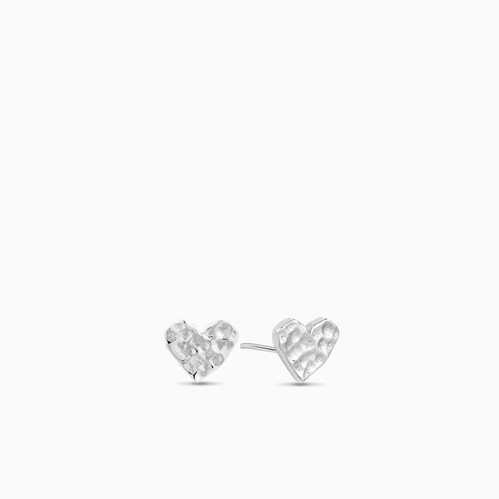 14k Hammered Heart Flat Back Stud - Image 4