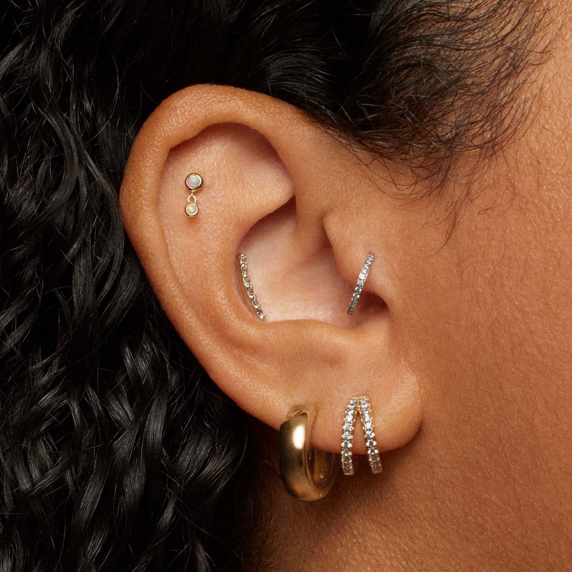 14k Opal Drop Flat Back Stud - Image 3