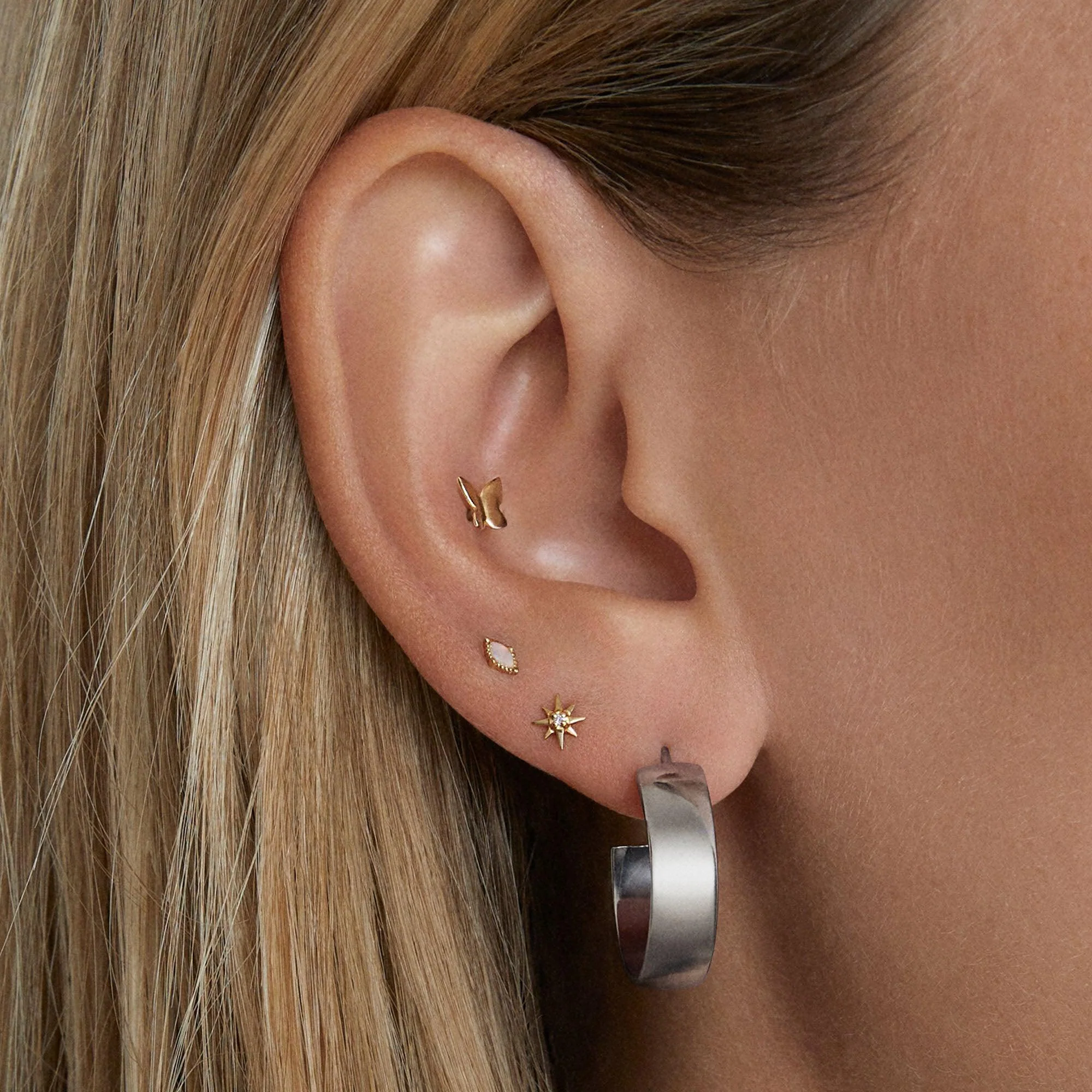 14k Butterfly Flat Back Stud - Image 3