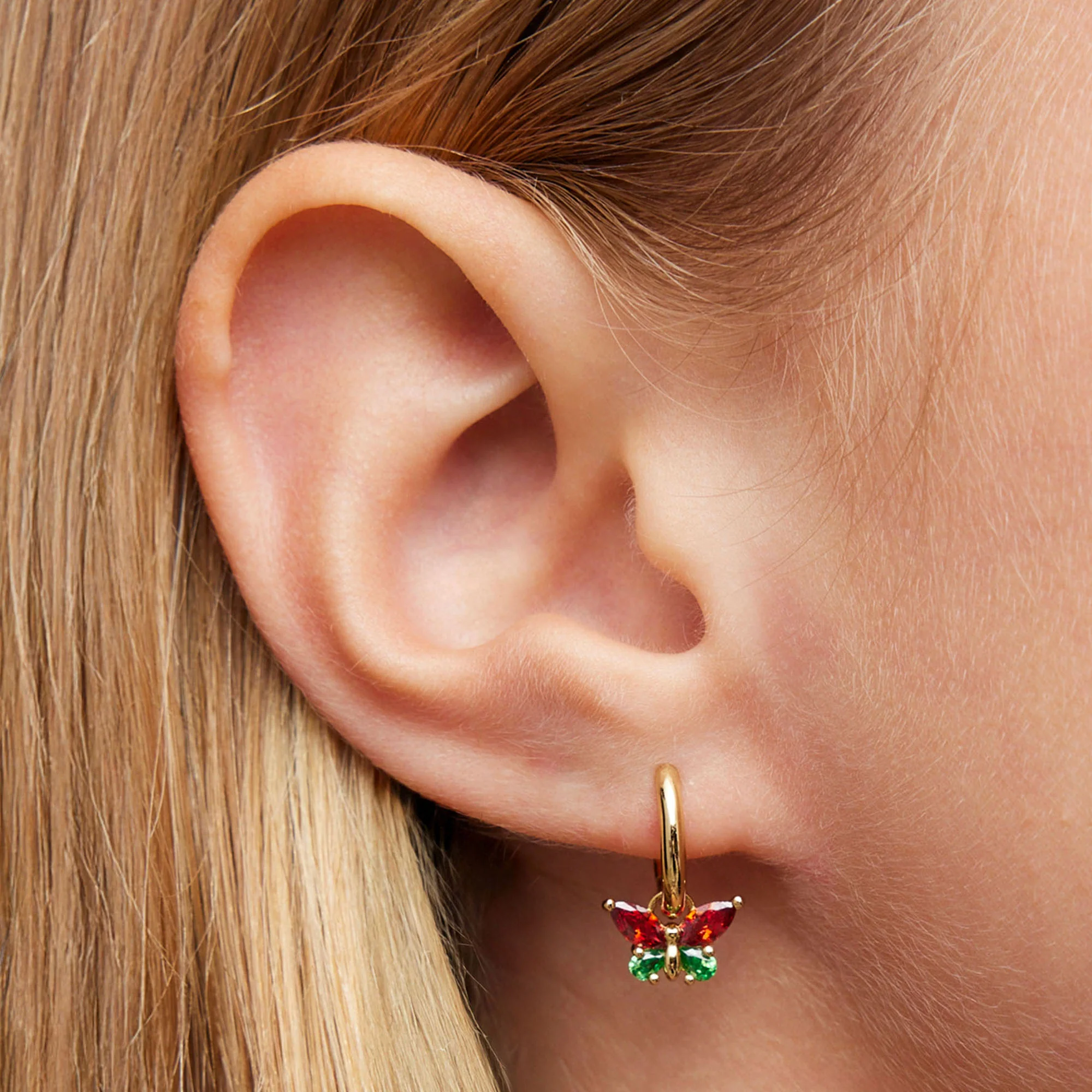 Butterfly CZ Charm Hoops - Image 3