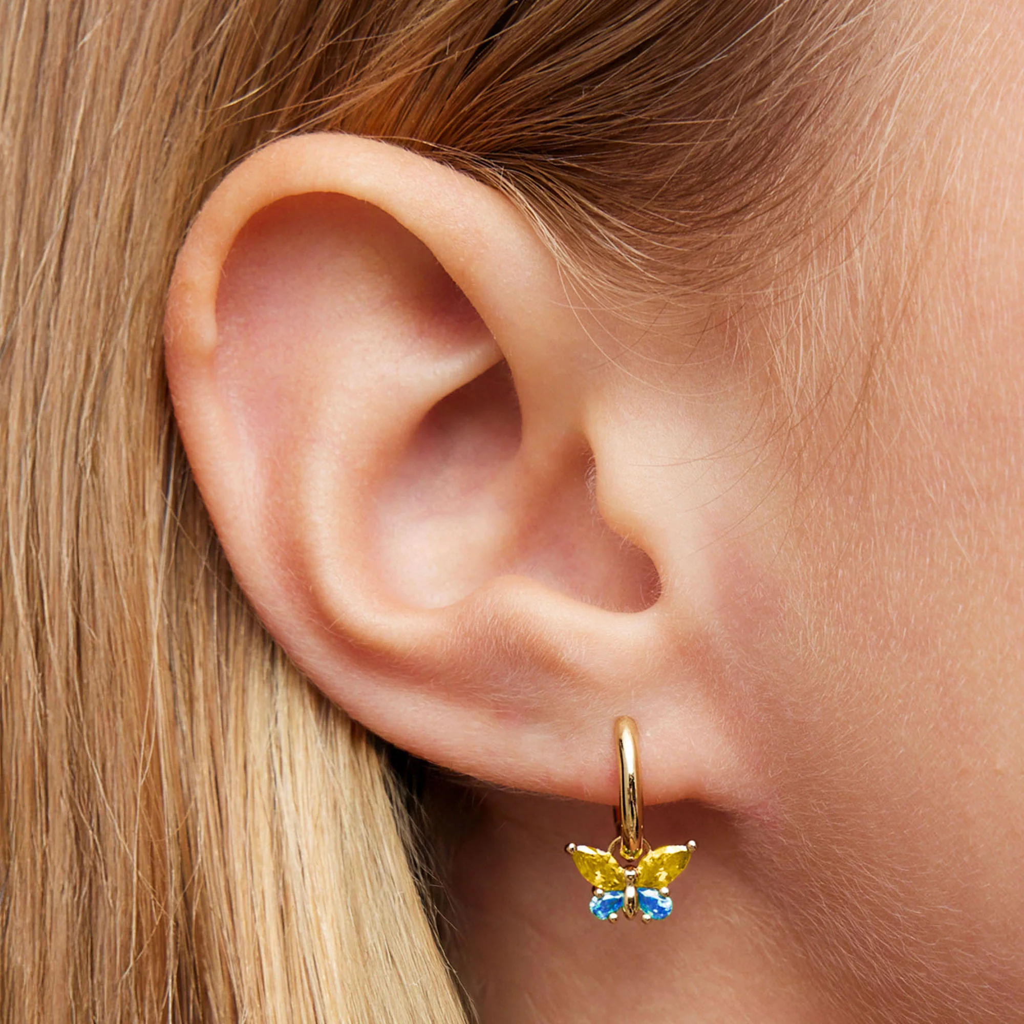 Butterfly CZ Charm Hoops - Image 4