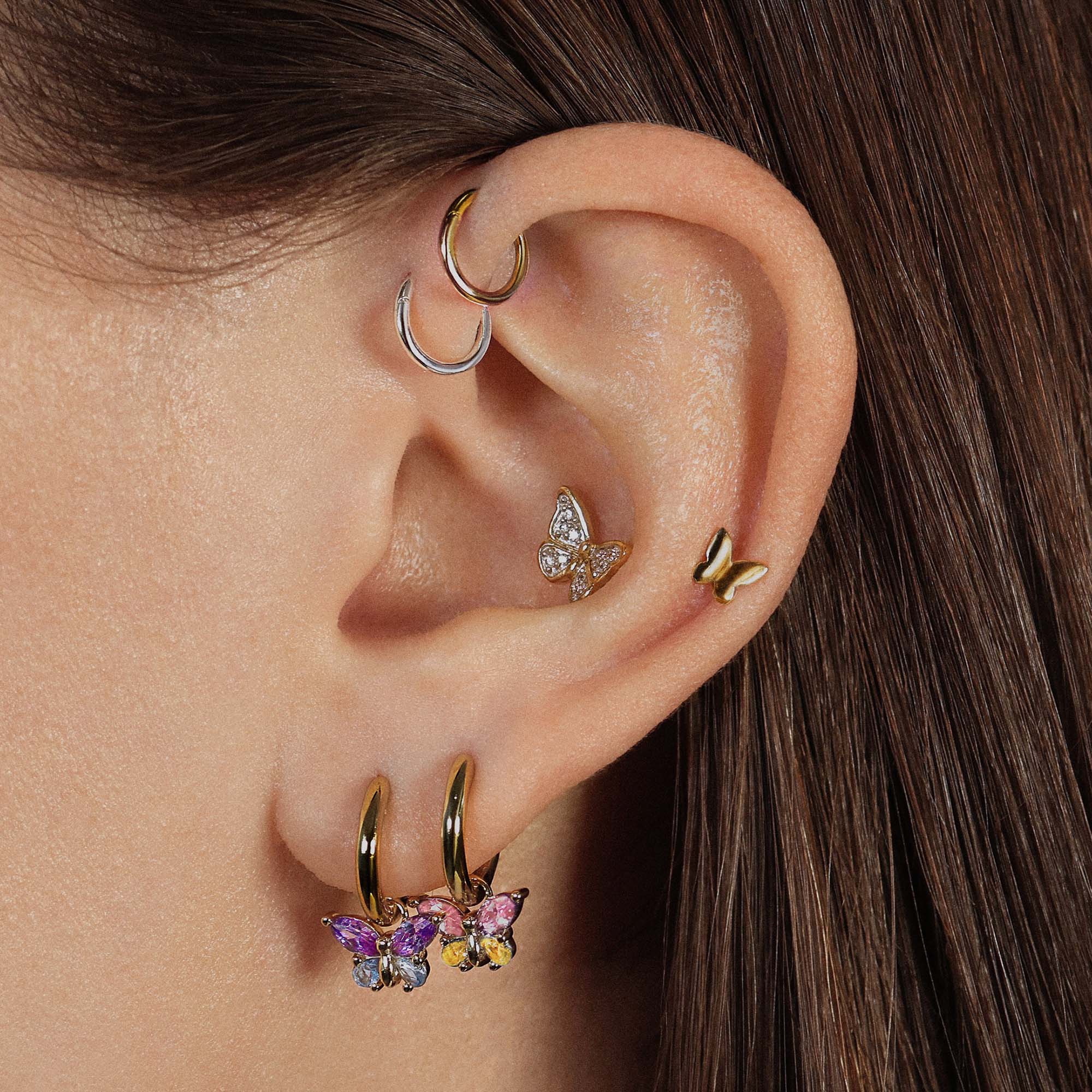 Butterfly CZ Charm Hoops - Image 7