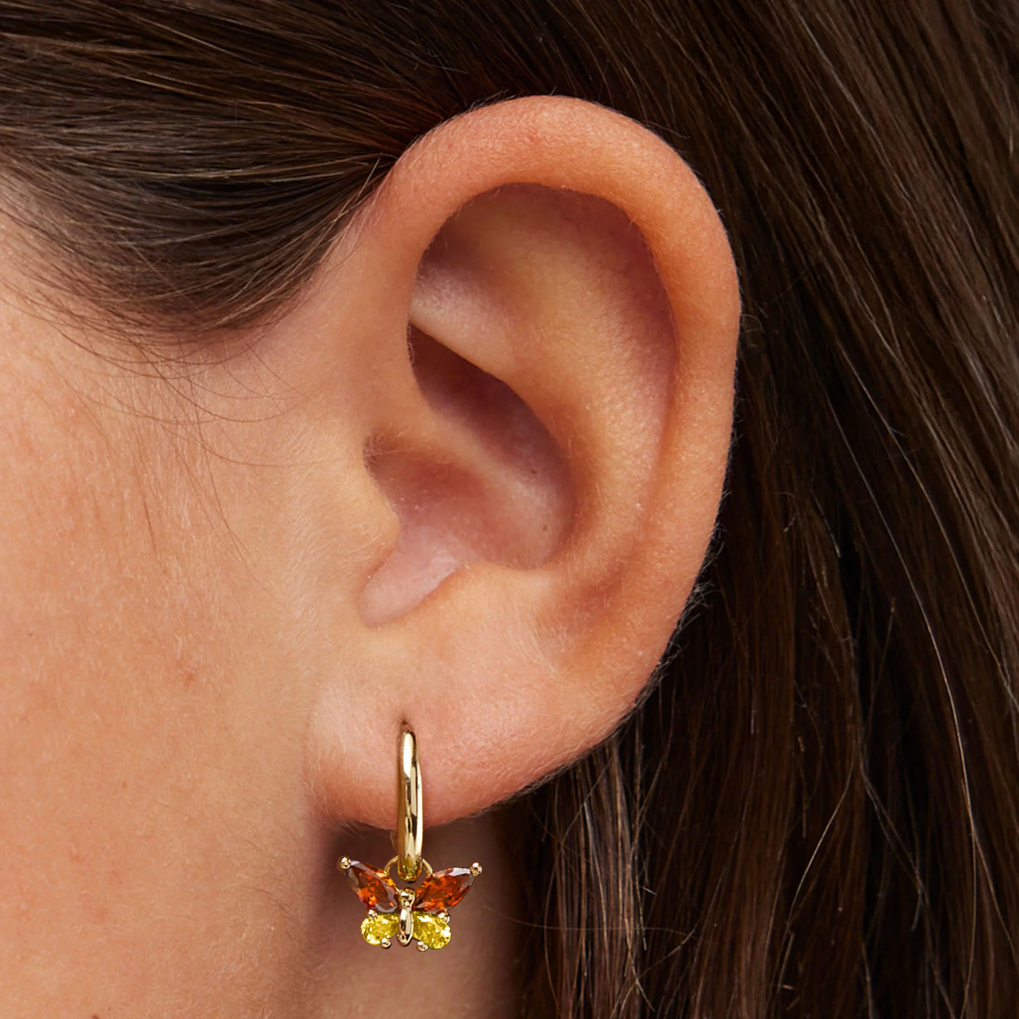 Butterfly CZ Charm Hoops - Image 8