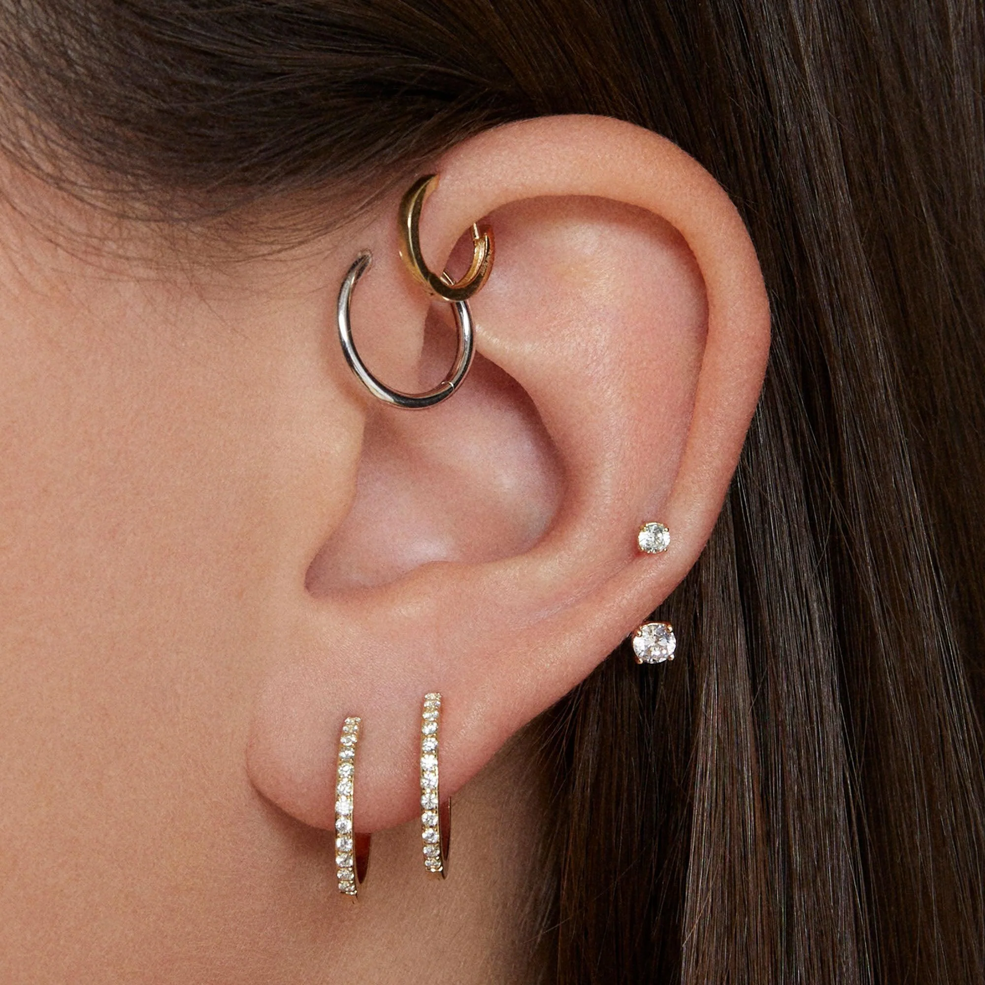 14k CZ C Hoops - Image 4