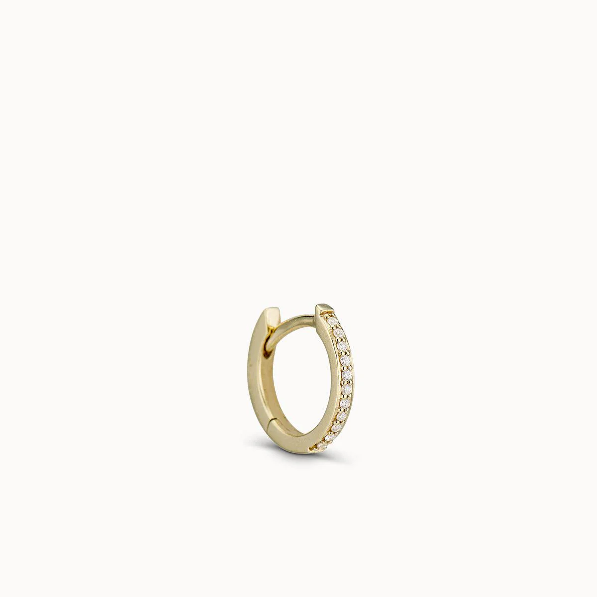 14k Half Diamond Hoop 11mm - Image 3