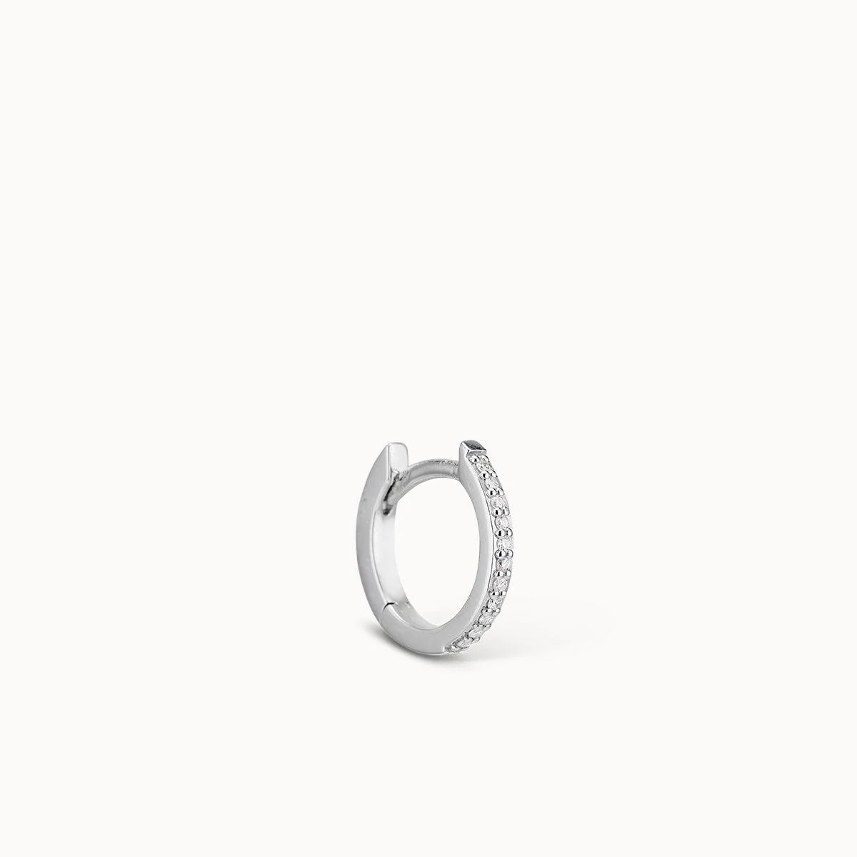 14k Half Diamond Hoop 11mm - Image 4