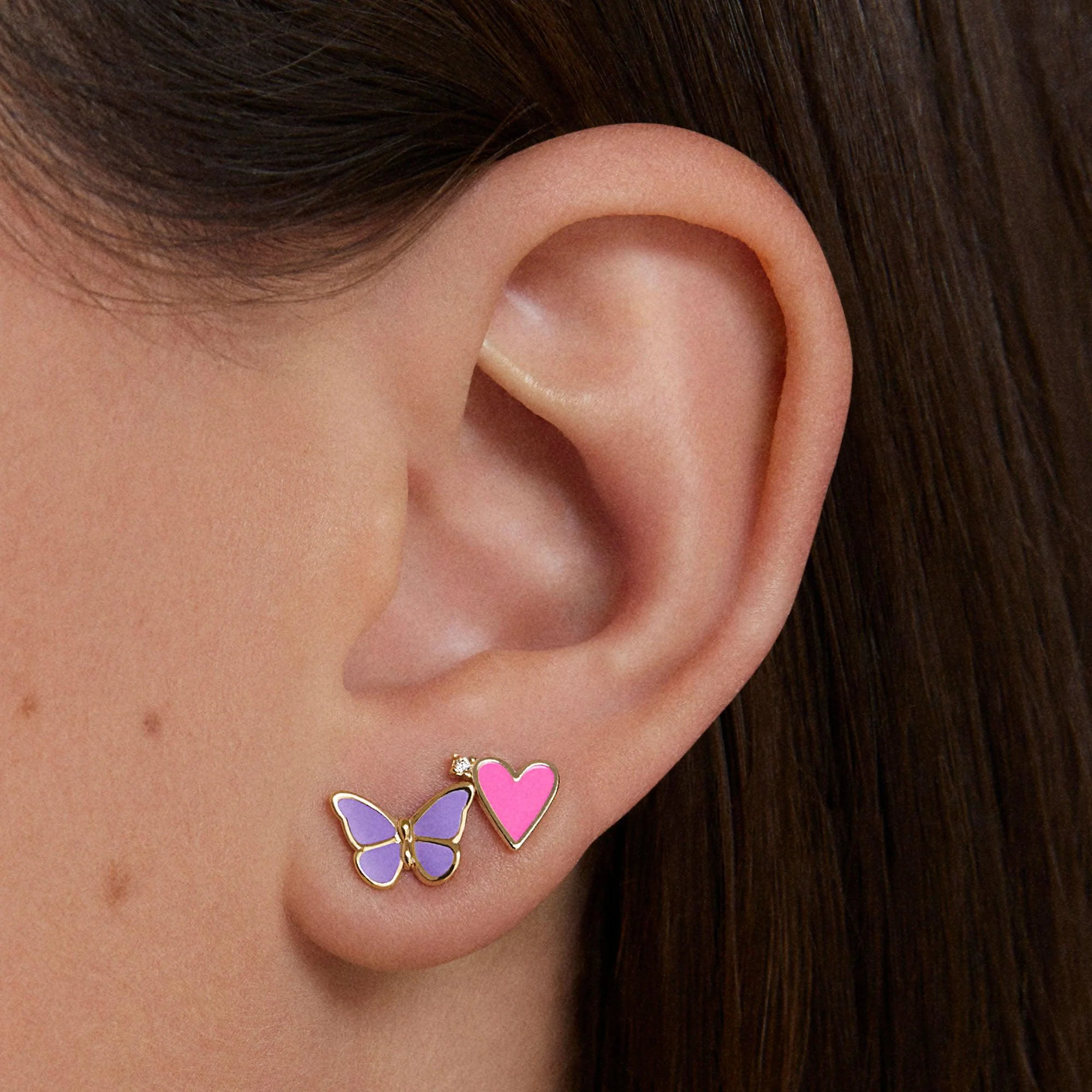 Neon Enamel Heart Studs - Image 3