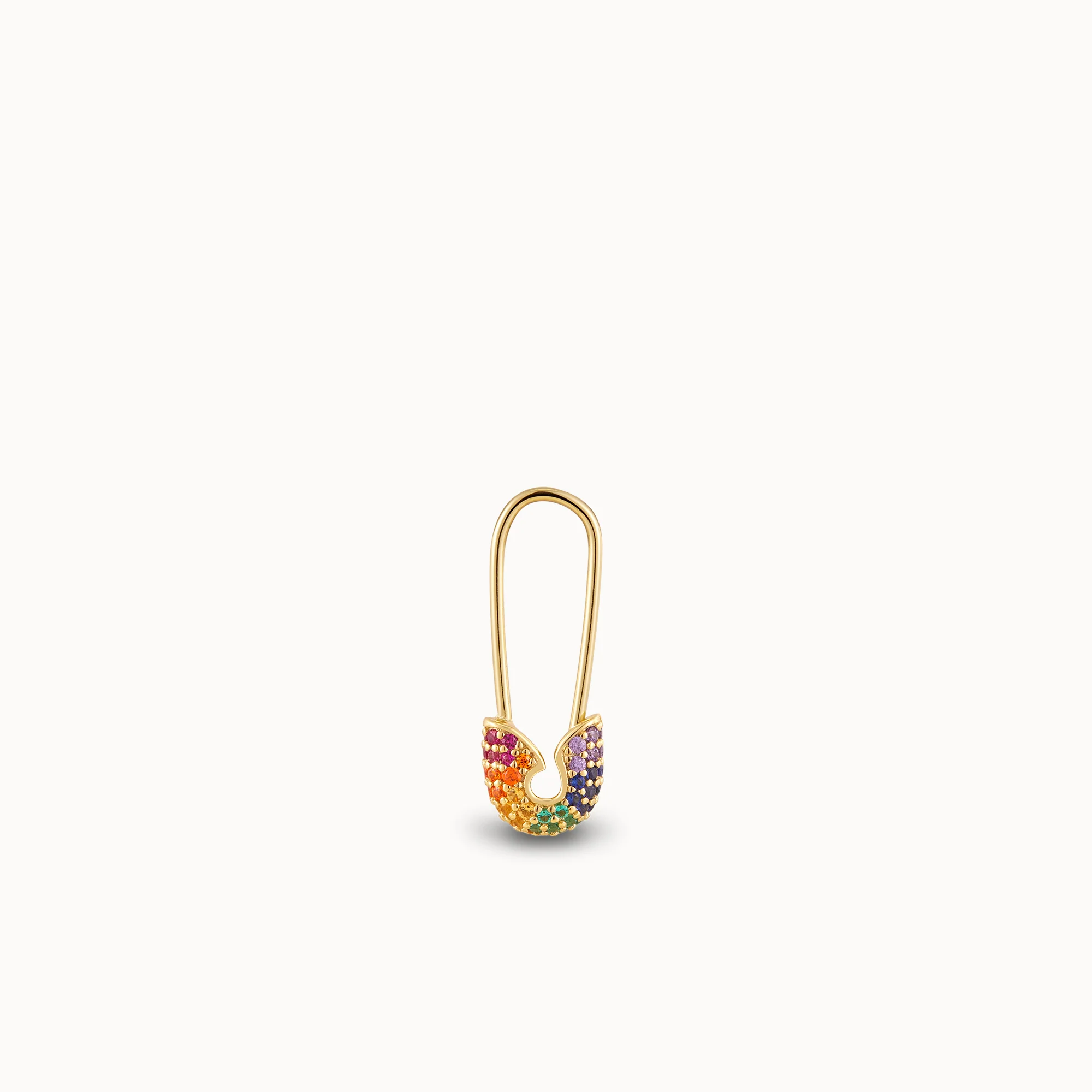 Rainbow Pavé Safety Pin Hoops - Image 4